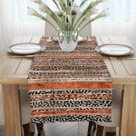 Kahverengi Turuncu Modern Leopar Desenli Dijital Baskı Runner - CGH372-RN