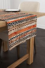 Kahverengi Turuncu Modern Leopar Desenli Dijital Baskı Runner - CGH372-RN - Görsel 2