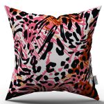 Pembe Siyah Leopar Desenli Dijital Baskı Kırlent Yastık Kılıfı - CGH385