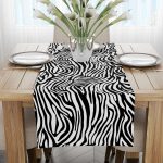 Siyah Beyaz Zebra Desenli Dijital Baskı Runner - CGH386-RN