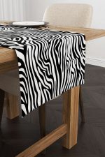 Siyah Beyaz Zebra Desenli Dijital Baskı Runner - CGH386-RN - Görsel 2