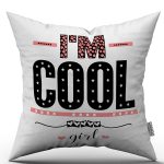 Beyaz Siyah I'M COOL Yazılı Modern Dijital Baskı Kırlent Yastık Kılıfı - CGH390