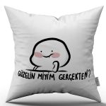 Beyaz Siyah Modern Yazılı Dijital Baskı Kırlent Yastık Kılıfı - CGH396