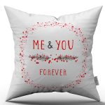 Beyaz Kırmızı Me&You Yazılı Modern Dijital Baskı Kırlent Yastık Kılıfı - CGH401
