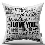 Beyaz Siyah I Love You Yazılı Dijital Baskı Kırlent Yastık Kılıfı - CGH416