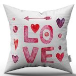 Kırmızı Dekoratif Love Yazılı Dijital Baskı Kırlent Yastık Kılıfı - CGH423