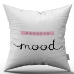 Beyaz Siyah Weekend Mood Yazılı Dijital Baskı Kırlent Yastık Kılıfı - CGH441