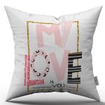 Beyaz Pembe My Love Yazılı Dijital Baskı Kırlent Yastık Kılıfı - CGH459
