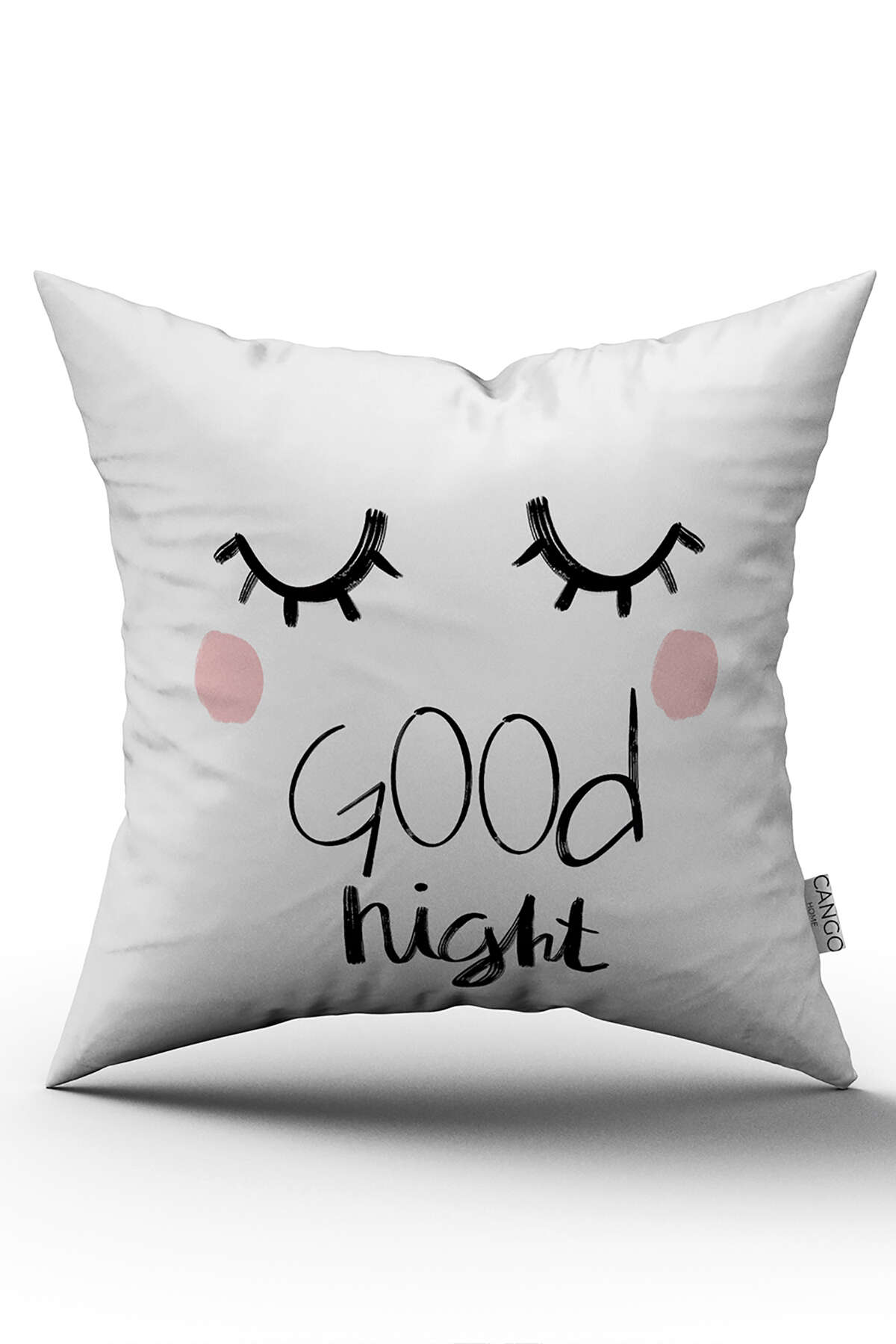 CGH473_01 Beyaz Siyah Goog Night Yazılı Dekoratif Dijital Baskı Kırlent Yastık Kılıfı - CGH473 - Görsel 1