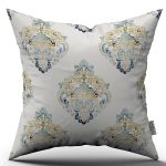 Sarı Mavi Damask Desenli Dijital Baskı Kırlent Yastık Kılıfı - CGH497