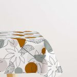 Beyaz Kahverengi Tropikal Desenli Dijital Baskılı Masaörtüsü CGH503-MS