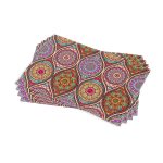 Pembe Çok Renkli Vintage Etnik Desenli Dijital Baskı Amerikan Servisi 4'lü Set CGH504-AS