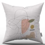 Beyaz Siyah Modern Silüet Figür Desenli Dijital Baskı Kırlent Yastık Kılıfı CGH508