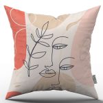 Beyaz Siyah Modern Silüet Figür Desenli Dijital Baskı Kırlent Yastık Kılıfı CGH510