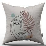 Beyaz Siyah Modern Silüet Figür Desenli Dijital Baskı Kırlent Yastık Kılıfı CGH513