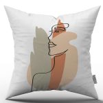 Beyaz Siyah Modern Silüet Figür Desenli Dijital Baskı Kırlent Yastık Kılıfı CGH517