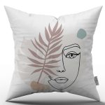 Beyaz Siyah Modern Silüet Figür Desenli Dijital Baskı Kırlent Yastık Kılıfı CGH525