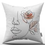 Beyaz Siyah Modern Silüet Figür Desenli Dijital Baskı Kırlent Yastık Kılıfı CGH532