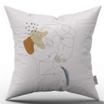 Beyaz Siyah Modern Silüet Figür Desenli Dijital Baskı Kırlent Yastık Kılıfı CGH533