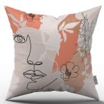 Beyaz Siyah Modern Silüet Figür Desenli Dijital Baskı Kırlent Yastık Kılıfı CGH535