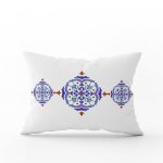 Beyaz Mavi Modern Etnik Karo Desenli Dijital Baskılı Kırlent Kılıfı-CGH574-3550 Çift Tarafı Baskılı