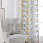 Sarı Mavi Etnik Vintage Desenli Dijital Baskılı Perde CGH583-PR