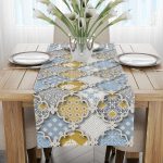 Sarı Mavi Etnik Vintage Desenli Dijital Baskılı Runner CGH583-RN