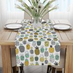 Beyaz Sarı Ananas Desenli Dijital Baskılı Runner  CGH596-RN