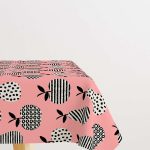 Pembe Siyah Dekoratif Meyve Desenli Dijital Baskılı Masaörtüsü CGH598-MS