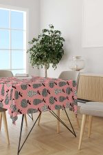 Pembe Siyah Dekoratif Meyve Desenli Dijital Baskılı Masaörtüsü CGH598-MS - Görsel 2