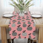 Pembe Siyah Dekoratif Meyve Desenli Dijital Baskılı Runner CGH598-RN
