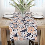 Pembe Lacivert Çiçek Desenli Dijital Baskılı Runner CGH601-RN