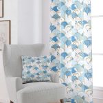 Beyaz Mavi Modern Dekoratif Desenli Dijital Baskılı Perde CGH603-PR