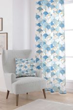 Beyaz Mavi Modern Dekoratif Desenli Dijital Baskılı Perde CGH603-PR