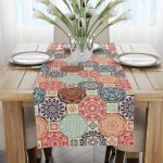 Krem Çok Renkli Retro Vintage Desenli Dijital Baskılı Runner CGH612-RN