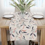 Pembe Lacivert Dekoratif Çiçek Desenli Dijital Baskılı Runner CGH616-RN