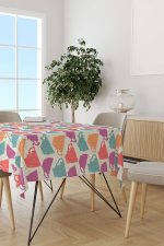 Pembe Turuncu Dekoratif Fincan Desenli Dijital Baskılı Masaörtüsü CGH621-MS - Görsel 2