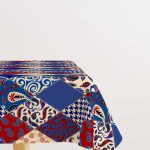 Kırmızı Lacivert Etnik Patchwork Desenli Dijital Baskılı Masaörtüsü CGH622-MS