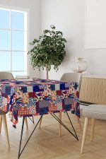 Kırmızı Lacivert Etnik Patchwork Desenli Dijital Baskılı Masaörtüsü CGH623-MS - Görsel 2