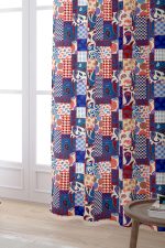 Kırmızı Lacivert Etnik Patchwork Desenli Dijital Baskılı Perde CGH623-PR - Görsel 2