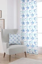Mavi Beyaz Marin Temalı Deniz Yıldızı Desenli Dijital Baskılı Perde CGH631-PR