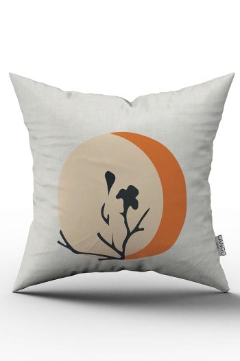 Kahverengi Siyah Bohem Modern Yaprak Desenli Dijital Baskılı Kırlent Yastık Kılıfı  CGH648