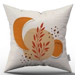 Turuncu Kahverengi Bohem Modern Desenli Dijital Baskılı Kırlent Yastık Kılıfı  CGH651