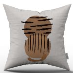 Kahverengi Siyah Modern Bohem Tarz Yaprak Desenli Dijital Baskılı Kırlent Yastık Kılıfı  CGH679