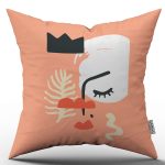 Pembe Modern Soyut Figür Desenli Dijital Baskılı Kırlent Yastık Kılıfı  CGH697