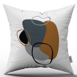 Kahverengi Lacivert Modern Soyut Desenli Dijital Baskılı Kırlent Yastık Kılıfı  CGH711