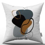 Kahverengi Lacivert Modern Soyut Desenli Dijital Baskılı Kırlent Yastık Kılıfı  CGH712