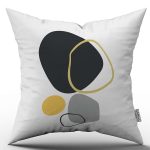 Gri Sarı Dekoratif Modern Soyut Desenli Dijital Baskılı Kırlent Yastık Kılıfı  CGH713