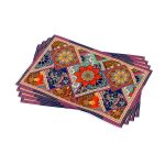 Kahverengi Çok Renkli Etnik Vintage Desenli Dijital Baskı Kırlent Amerikan Servisi 4'lü Set CGH740-AS