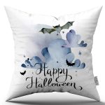 Turuncu Halloween Balkabağı Desenli Dijital Baskılı Kırlent Kılıfı CGH742